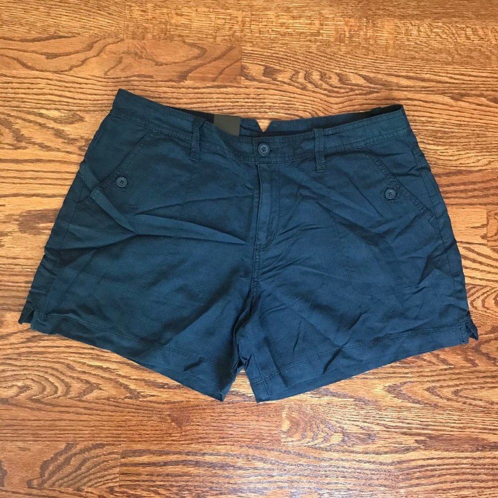 Calvin Klein Womens Blue Linen Blend Casual Summer Shorts Size 12 NWT New